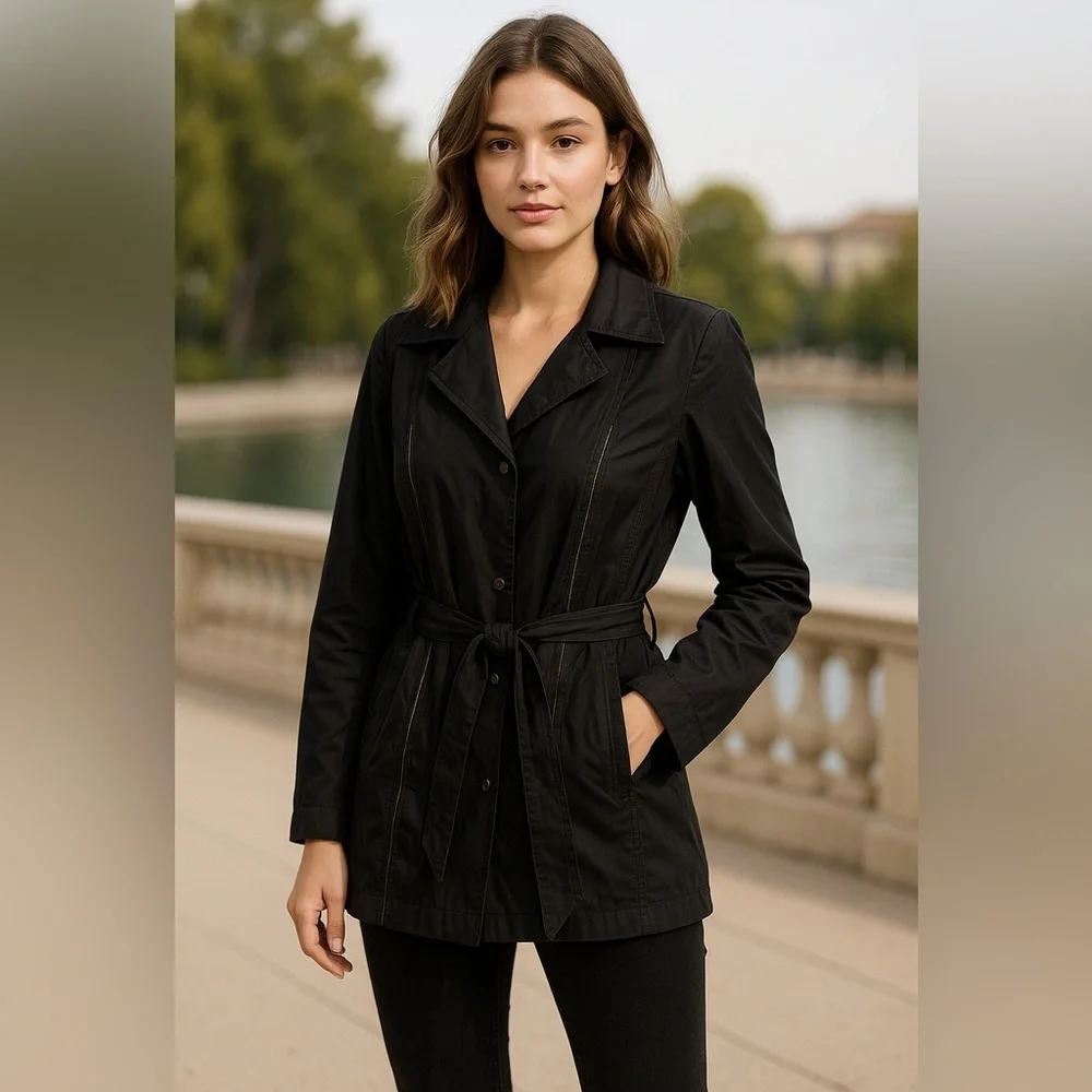 Chico’s Topper Julitta black lightweight windbreaker jacket size